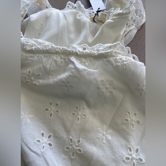 For Love & Lemons Hermosa Eyelet Cute Sweet Mesh Sleeve off Shoulder Dress - Picture 10 of 10